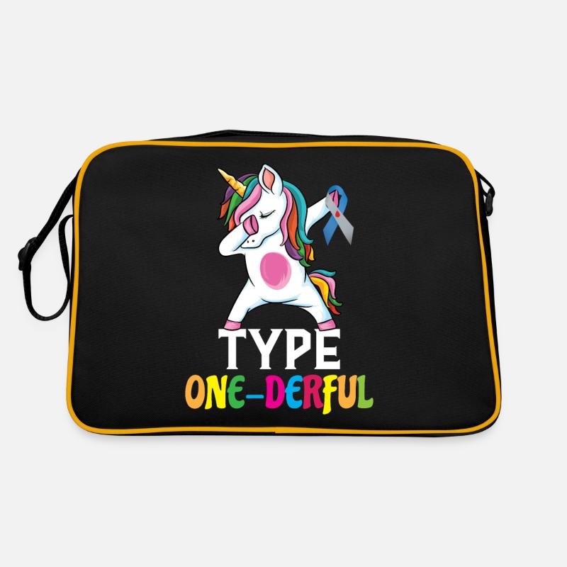 Type One Derful Licorne Type 1 Diabète DT1 - Sac Retro - noir/or