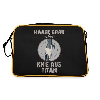 Haare grau aber Knie aus Titan - Retro Tasche - Schwarz/Gold - Hinten