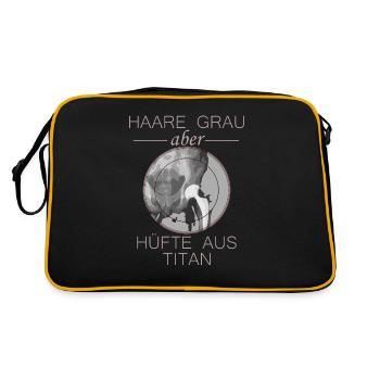 Haare grau aber Hüfte aus Titan - Retro Tasche - Schwarz/Gold - Hinten