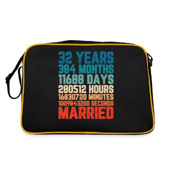 32 ans marié Mariage Mariage Dire Cadeau - Sac Retro - noir/or - Dos