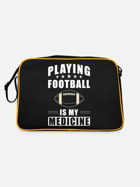 American Football Player Gift - Retro Bag - black/gold - Back