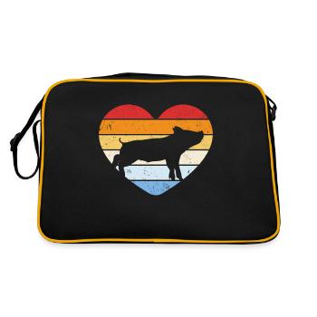 Retro heart piglet pig - Retro Bag - black/gold - Back