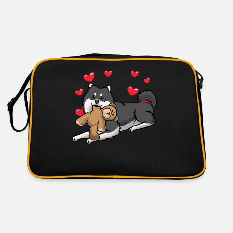 Finnischer Lapphund Hund mit Plüschtier Retro Tasche