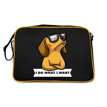 Stubborn Dachshund Dog Teckel Gift - Retro Bag - black/gold - Back