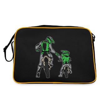 Motocross Père & Fils Cadeau Motocycliste - Sac Retro - noir/or - Dos