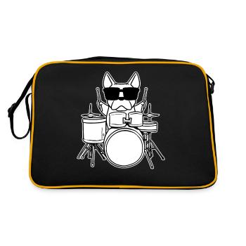 Drummer Drummer Dog with Drums Children - Retro Bag - black/gold - Back