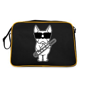 Trombonist Trombone Player Dog with Trombone Children - Retro Bag - black/gold - Back