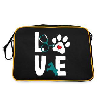 Love Tierarzt Tierärztin Veterinär - Retro Tasche - Schwarz/Gold - Hinten