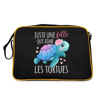 Juste Une Fille Qui Aime Les Tortues Humour - Sac Retro - noir/or - Dos
