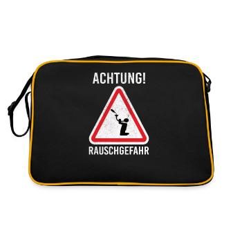 Rauschgefahr Achtung Trichtern Shirt Schild - Retro Tasche - Schwarz/Gold - Hinten