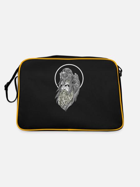 Hades Cerberus Hölle Mythologie Gott Todes Tod - Retro Tasche - Schwarz/Gold - Hinten