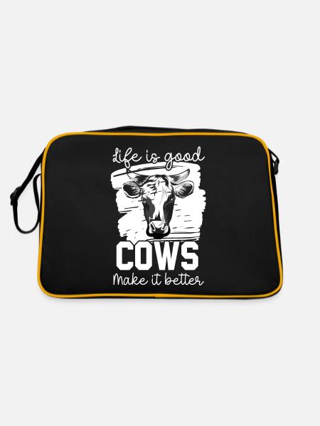 Life is great Cows make it better - Retro Bag - black/gold - Back