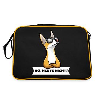 Sturer Podenco Ibicenco Hund lustig Hundefan - Retro Tasche - Schwarz/Gold - Hinten