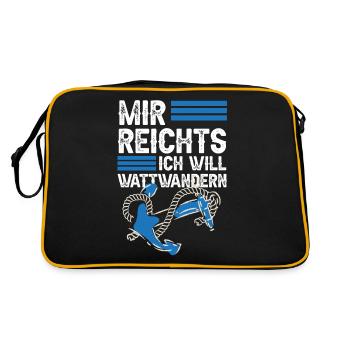 Wattwandern mir reichts - Retro Tasche - Schwarz/Gold - Hinten