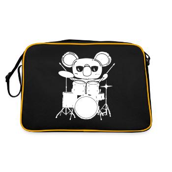 Drummer Koala with drums children - Retro Bag - black/gold - Back