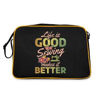 Sewer Life Is Good Sewing Makes It Better - Retro Bag - black/gold - Back