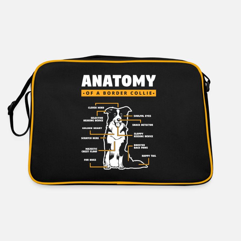 Anatomie d’un Border Collie - Sac Retro - noir/or