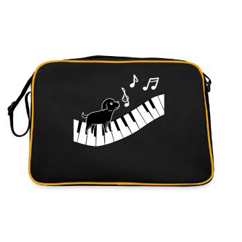Piano Dog Piano I Funny Animals | Music - Retro Bag - black/gold - Back