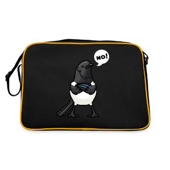 Elster Vogel Vogelliebhaber - Retro Tasche - Schwarz/Gold - Hinten