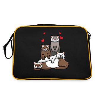 Frettchen Frett - Retro Tasche - Schwarz/Gold - Hinten