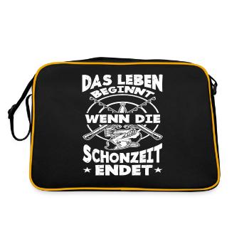 Angelnspruch Angler Fischerei Geschenk - Retro Tasche - Schwarz/Gold - Hinten