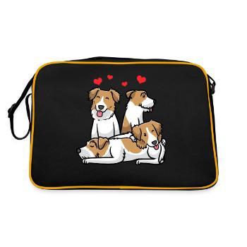 Kromfohrländer Hunde Hundebesitzer - Retro Tasche - Schwarz/Gold - Hinten