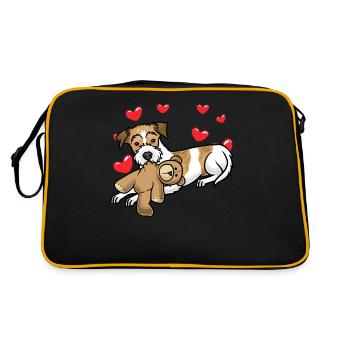 Kromfohrländer dog with plush toy - Retro Bag - black/gold - Back