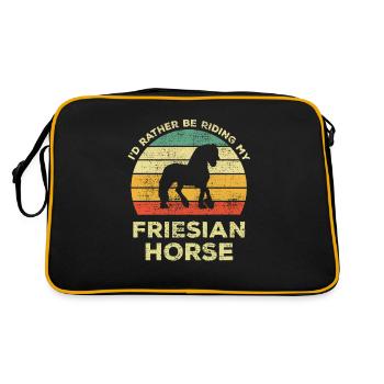 C’est drôle que je préfère monter mon cheval frison - Sac Retro - noir/or - Dos