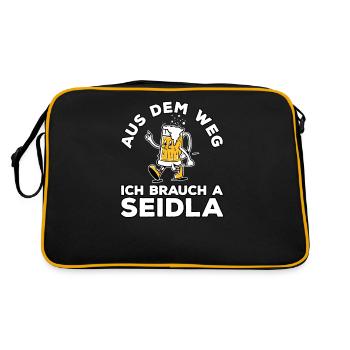 Franken Seidla Halbe Fränkisches Bier - Retro Tasche - Schwarz/Gold - Hinten