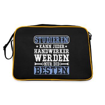 Studieren kann jeder Handwerker werden nur die - Retro Tasche - Schwarz/Gold - Hinten