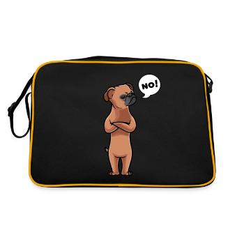 Sturer Petit Brabancon Hund Brabanter Griffon - Retro Tasche - Schwarz/Gold - Hinten