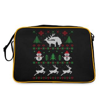 Joy Deer hässlicher Weihnachtspullover - Retro Tasche - Schwarz/Gold - Hinten