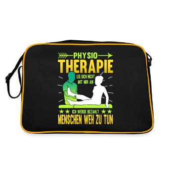 Physiotherapie leg dich nicht mit mir an ich werde - Retro Tasche - Schwarz/Gold - Hinten