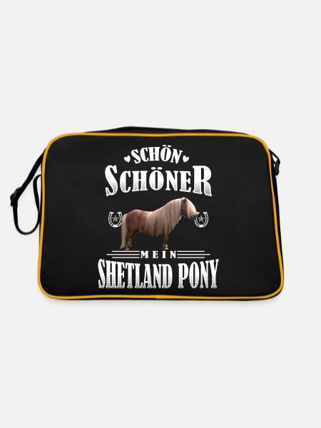 Schön Schöner Mein Shetland Pony - Retro Tasche - Schwarz/Gold - Hinten