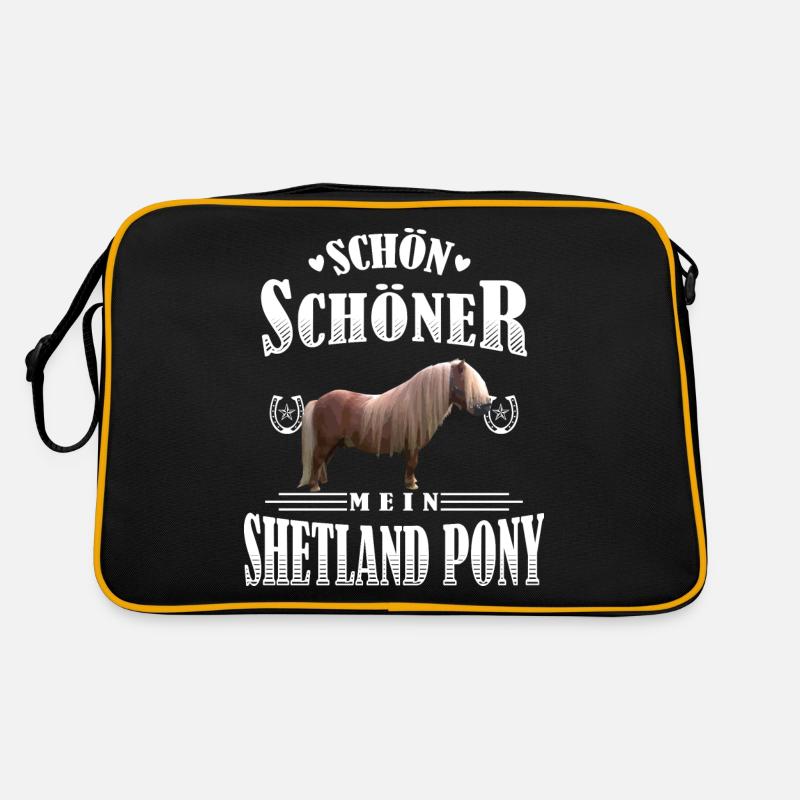 Schön Schöner Mein Shetland Pony - Retro Tasche - Schwarz/Gold