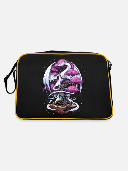 Japanese Dragon Cherry Blossom - Retro Bag - black/gold - Back