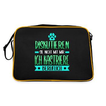 Diskutieren sie nicht mit mir ich kastriere - Retro Tasche - Schwarz/Gold - Hinten