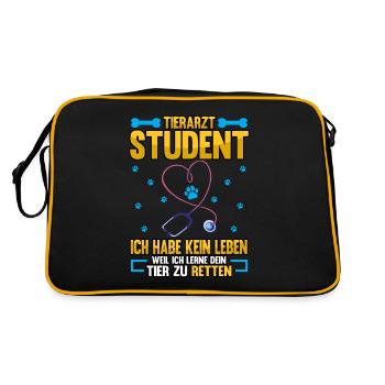 Tierarzt Student ich habe kein Leben Spruch - Retro Tasche - Schwarz/Gold - Hinten