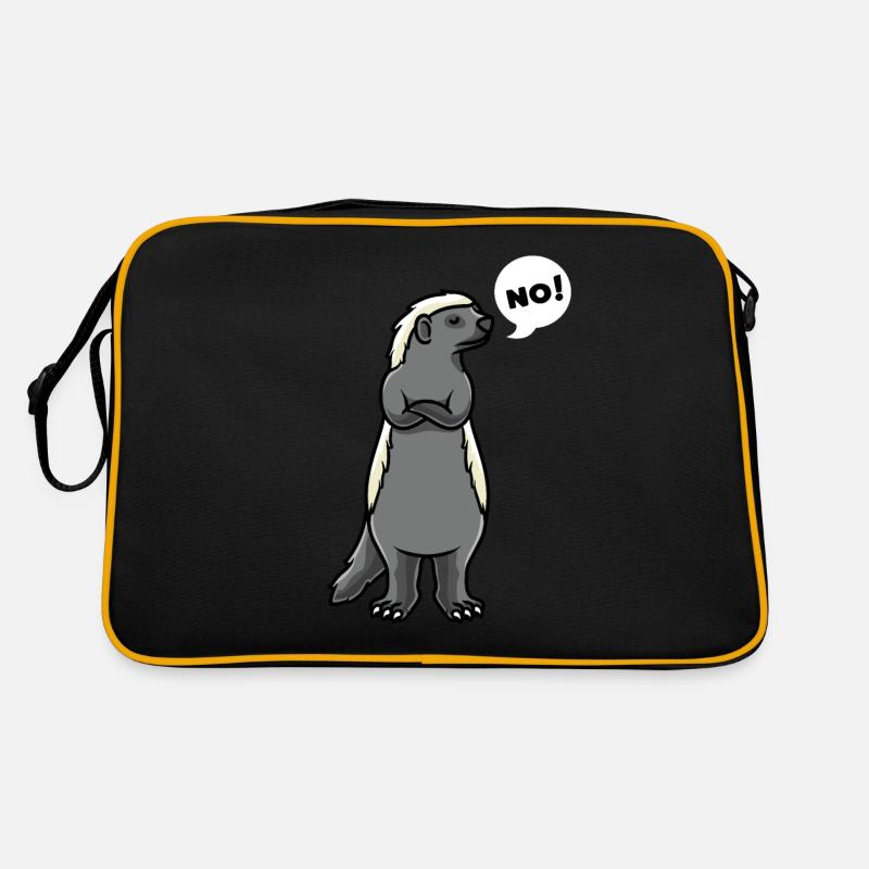 Honigdachs Ratel Mustelidae - Retro Tasche - Schwarz/Gold