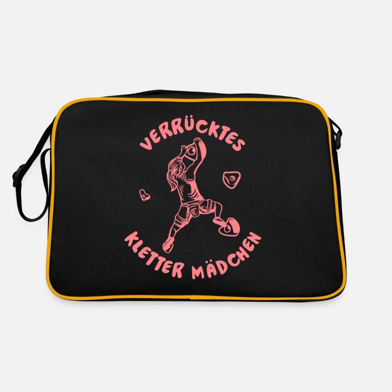 Klettern Bergsport Kletterer - Retro Tasche - Schwarz/Gold
