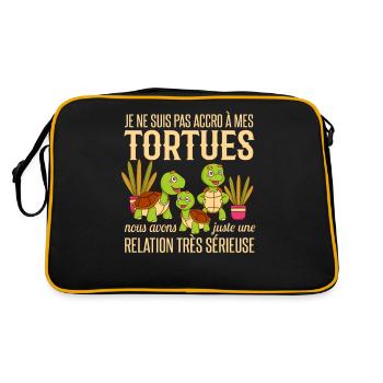 Accro À Mes Tortues Cadeau Tortue Humour - Sac Retro - noir/or - Dos