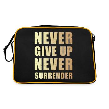 Never give up never surrender - Retro Bag - black/gold - Back