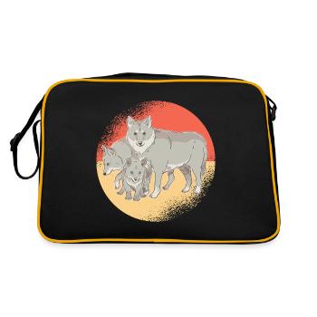 Wolf Family Wolves Wolf Baby Wolf Mother Family - Retro Bag - black/gold - Back