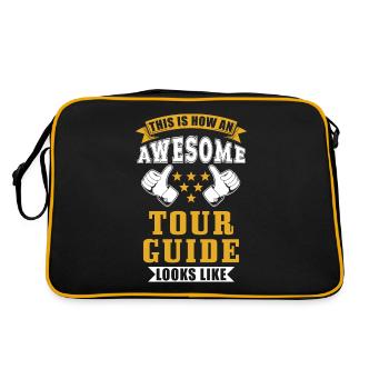 Reiseleiter Tourguide Geschenk - Retro Tasche - Schwarz/Gold - Hinten