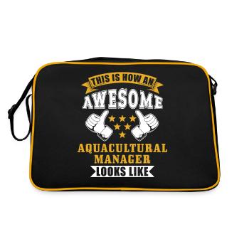 Aquakultur Fischerei Geschenk - Retro Tasche - Schwarz/Gold - Hinten