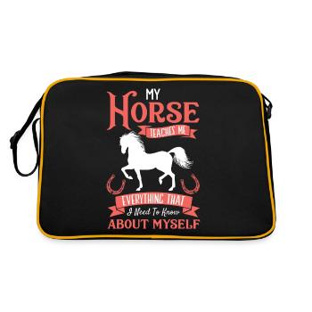 Mein Pferd Lehrt Mich Alles, Was - Pferd - Retro Tasche - Schwarz/Gold - Hinten