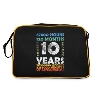 10 Years 120 Months Awesomeness 10th Birthday - Retro Tasche - Schwarz/Gold - Hinten