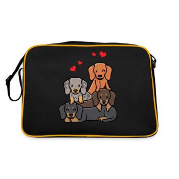 Teckel Chien Teckel Teckel Avec Des Cœurs - Sac Retro - noir/or - Dos