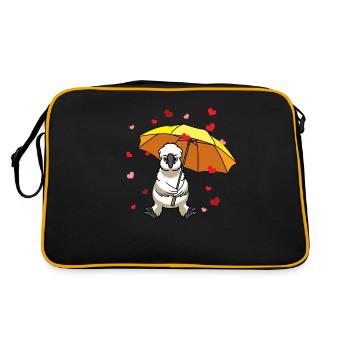 Poulet de soie Poulet domestique avec parapluie et cœurs - Sac Retro - noir/or - Dos