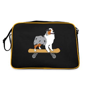 Aussie Skateboard Love Australian Shepherds - Retro Bag - black/gold - Back